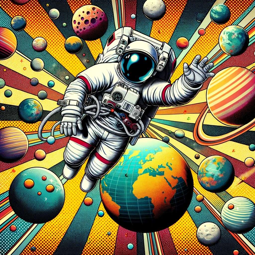 an astronaut, pop art
